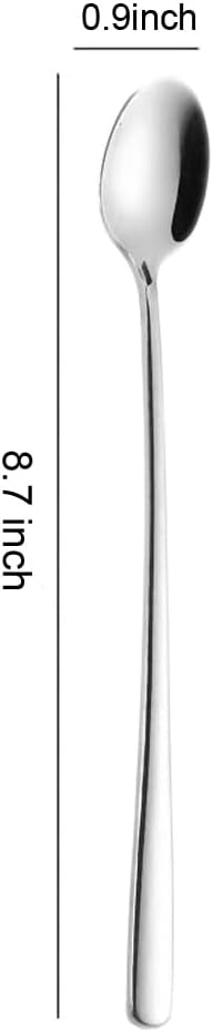 Long Handle Iced Tea Spoons, 304 Stainless Steel Cocktail Stirring Spoons,9 Inch Long Handle Spoon for Coffee Ice Cream Cocktail, Set of 4...