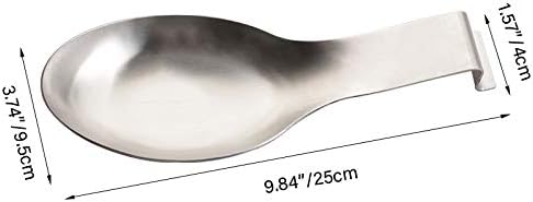 Stainless Steel Spoon Rest, Spatula Ladle Holder, Stainless Steel Utensil Spoon Rest Holder, Brushed Finish, Dishwasher Safe 9.8 x 3.7 Inch (Silve...