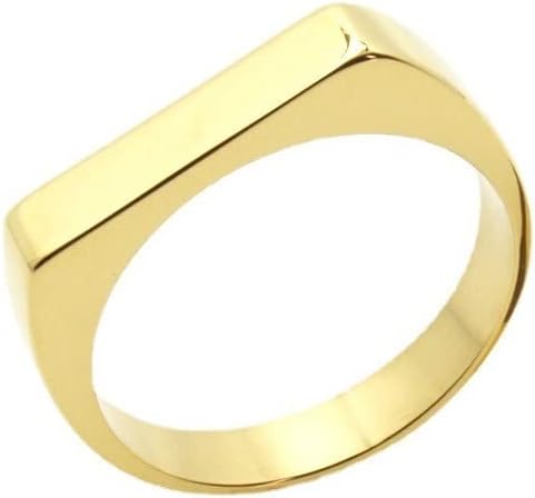 Fuqimanman2020 Classical 316L Stainless Steel Square Signet Band Ring Plain Gold Plated Geometric Stacking for Women Men Couple Minimalist Wedding...