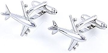 Airplane Plane Commercial Jetliner Jet Aircraft Pilot Pair Cufflinks in a Presentation Gift Box & Polishing Cloth...