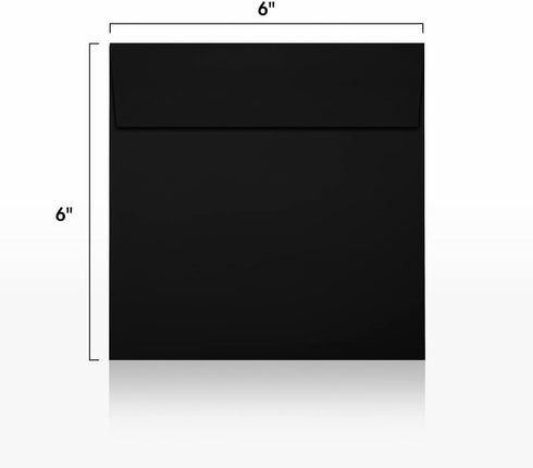 LUXPaper Square Invitation Envelopes | Peel & Press | 6" x 6" | Midnight Black | 80lb. Text | 50 Qty...