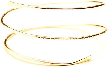 HUNO Minimalist Metal Punk Spiral Coil Upper Arm Cuff Open Arm Bracelet Armlet Adjustable Hammered Wrap Armband Bangle for Women...