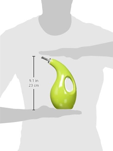 Rachael Ray Solid Glaze Ceramics EVOO Olive Oil Bottle Dispenser with Spout - 24 Ounce, Green...