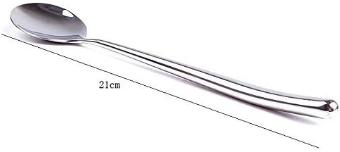 Korean Stainless Steel Rice Soup Iced Tea Spoon Coffee Spoon Cold Drink Spoon Fruit Juice Long Ice Scoop Long handle Great Circle 3Pcs...
