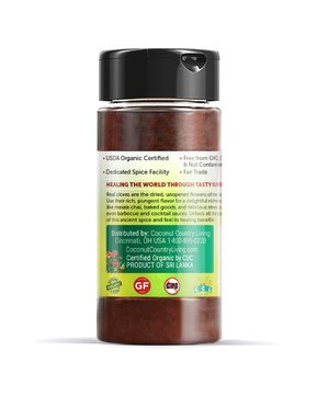 Organic Cloves Spice Ground Powder 1.59 oz in Glass Bottle, Fair Trade w/E-Book...