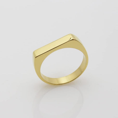Fuqimanman2020 Classical 316L Stainless Steel Square Signet Band Ring Plain Gold Plated Geometric Stacking for Women Men Couple Minimalist Wedding...