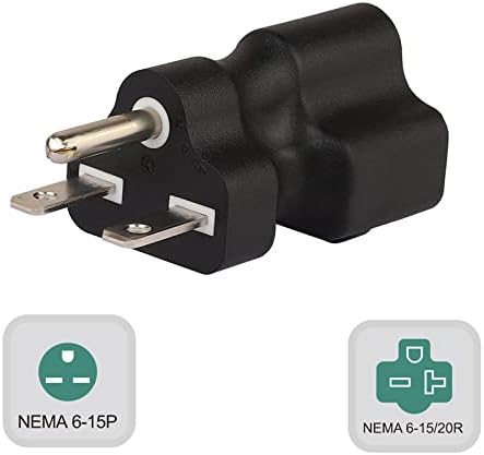 6-15P to 6-15/20R AC Power Adapter 15Amp 250V to 20Amp AC Power Adapter Nema 6-15P Male to Nema 6-15R Comb AC Power Adapter(6-15P to 6-15 & 20R)...