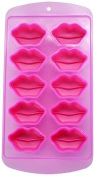 Fairly Odd Novelties Kisses Lips Shape 10 Ice Cube Tray Mold Pink Novelty Gag Gift, One Size...