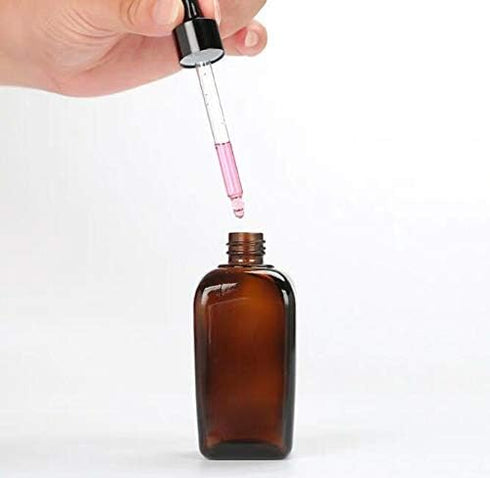 3PCS 30ml Empty Refillable Square Amber Glass Droppers Essential Oil Bottles Aromatherapy Cosmetics Elite Fluid Container Jar Pot Holder with Glas...