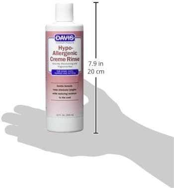 Davis Manufacturing Hypoallergenic Pet Crème Rinse, 12 oz, white (HCR12)...