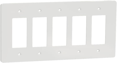 Telemecanique Sensors X Series Wall Plate for Outlet and Light Switch, Mid Size Plus 5 Gang, Matte White...