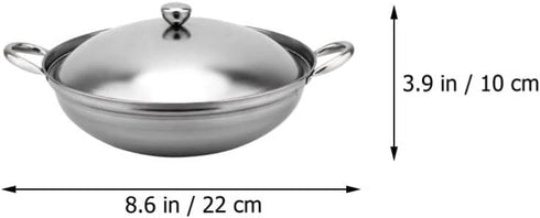 UPKOCH Stainless Steel Hot Pot Pan: 22cm Metal Shabu Shabu Hot Pot Stir Fry Pan Non Stick Hot Pot with Lid and Handle for Kitchen Cooking...