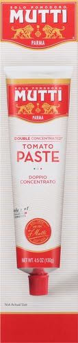 Mutti Double Concentrated Tomato Paste (Doppio Concentrato), 4.5 oz. Tube | 1 Pack | Italy’s #1 Brand of Tomatoes | Tube Tomato Paste | Vegan Frie...