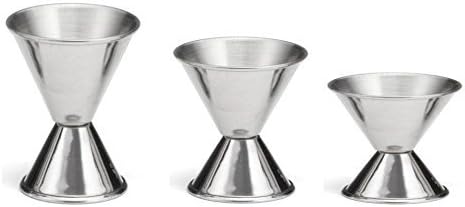 Double Jigger, Stainless Steel, Cocktail Measuring Liquor Jiggers with markings Set of 3...