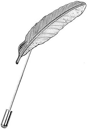 Man Brooch Pin Lapel Stick Pin Suit Tie Feathers Vintage Leaves Brooch Badge JA96...