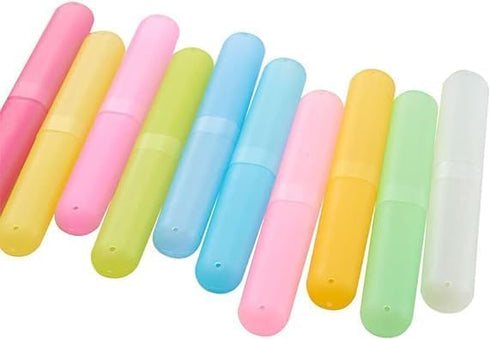 2 Pcs Random Color Travel Toothbrush Holder Case Boxes Tube Cover Toothbrush Storage Box Reusable Plastic Toothbrush Box Travel Containers Box...