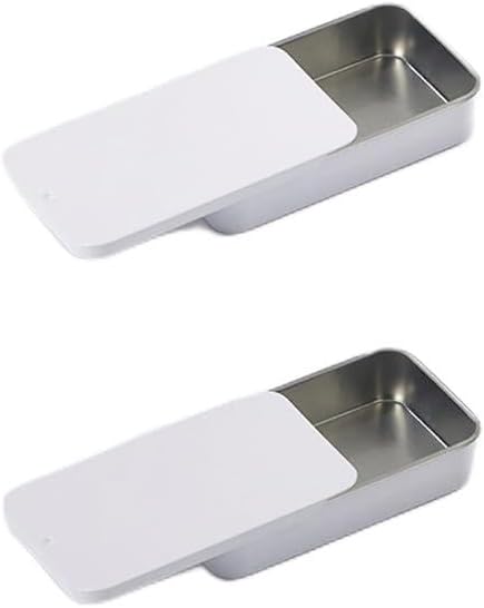 2Pcs Dental Floss Portable Case, Metal Rectangular Sliding Floss boxes Small Tins with Lids for Travel, Portable Travel Floss Box, Convenient Dent...