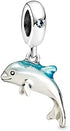 Shimmering Dolphin Dangle Charms 925 Sterling Silver Dolphin Pendant wih Enamel for Bracelets...