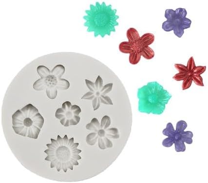 1Pc 3D Mini Daisy Flower Molds Silicone Resin Fondant Mold Flower Shape Pastry Baking Molds Cake Decorating Tools DIY Chocolate Candy Cake Decor A...