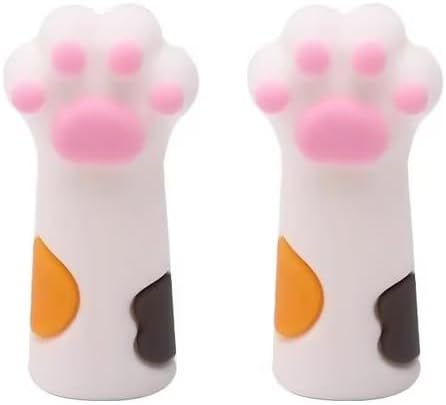2pcs White Cat Paw Knitting Needle Stoppers, Silicone Knitting Needle Point Protectors Cute Knitting Needle Tips Stoppers Stitch Stoppers for Larg...