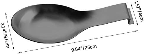 Stainless Steel Spoon Rest, Spatula Ladle Holder, Stainless Steel Utensil Spoon Rest Holder, Brushed Finish, Dishwasher Safe 9.8 x 3.7 Inch (Black...