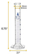 EISCO Graduated Cylinder, 25ml - Class A Tolerance ±0.25ml - Hexagonal Base - Blue Graduations - Borosilicate 3.3 Glass...