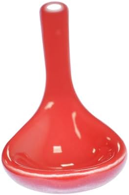 Red 6 pcs Porcelain Egg Spoons Ceramic Spoons 4.7 inch Coffee Dessert Yogurt Tea Milky Tea...
