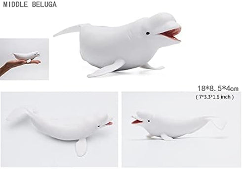 Solid Sea Animals Educational Toys,Simulation Ocean Shark Sea Creature Toy for Toddlers Kids (Middle Beluga)...