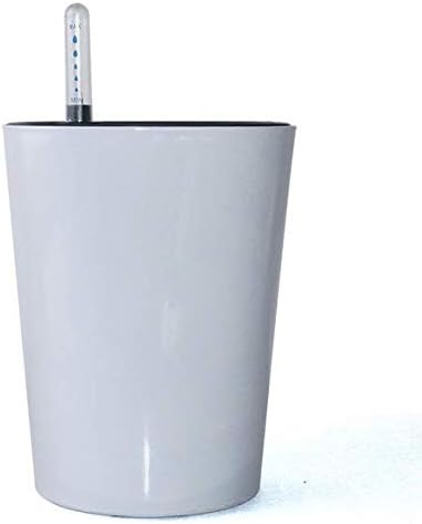 7 inch Plastic Self Watering Plant Pots with Water Level Indicator White Set of 1, Modern Decorative Flower Pots for All House Plants, Flowers, He...