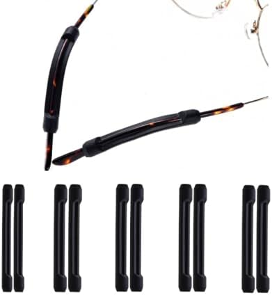 5 Pairs Black Soft Silicone Eyeglass Ear Cushions Temple Tips Eyeglass Pads Anti Slip Glasses Ear Hook Comfort Sport Ear Grips,Eyeglasses Leg Anti...