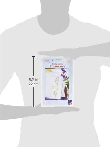 Jack Dempsey Needle Art Cross Embroidery Pillowcases, 30" x 20", white......