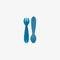 ezpz Mini Utensils - 12 Months+ (Fork & Spoon in Blue) - 100% BPA Free Fork and Spoon - Toddler Utensils - Designed by a Pediatric Feeding Special...