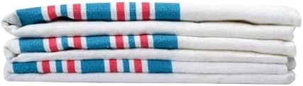 Linteum Textile (3-Pack, 30x40 in) Receiving Hospital Baby Blankets, 100% Cotton, Classic White w/Blue & Pink Stripes...