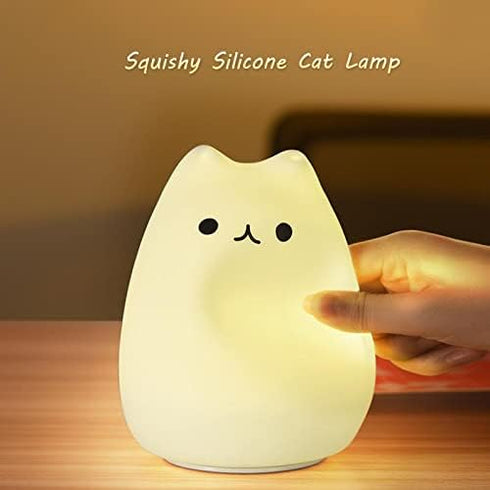 ZKLiLi Cat Night Light, Cute Nursery Lights USB Rechargeable Cat Lamp Nightlight Birthday Christmas Gift with Warm White and 7-Color Breathing Mod...