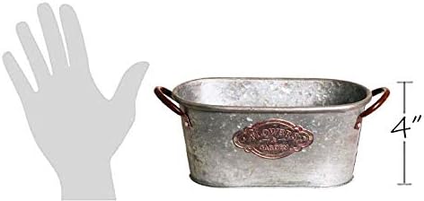 Flowers & Garden' Galvanized Metal Bucket Planter (8.5" x 4.5") - Unique Plant Pot for Indoor Outdoor Country Farmhouse Home Garden Decor...