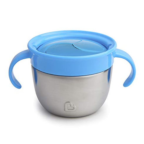 Munchkin® Snack+™ Stainless Steel Snack Catcher Cup with Lid, 9 Ounce, Blue, 1 Pack...