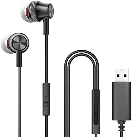 USB Headphone for PC with Mic,USB Headset with Microphone Mute Function&Volume Control with Heavy Stereo for Office Live Broadcast YouTube Video S...
