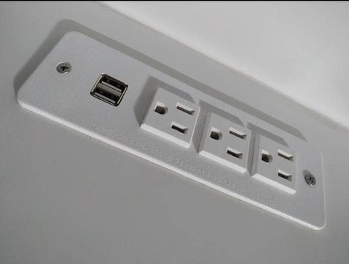 Conference Recessed Power Strip with USB Mountable Power Outlet Built in Desktop Workbench Drawer Cabinet 10'ft Heavy Duty Power Cord White...