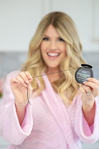 Woven Expanding Dental Floss | Naturally Waxed & Textured w/Charcoal & Xylitol to Optimally Clean Gums | Mint | Thick & 109 Yards...