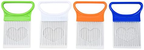 Onion Slicer- 4 Pcs Potato Chips Slicer Stainless Steel Onion Holde Ultra-thin Potato Cutter Slicer Vegetable Tomato Lemon Meat Fork Slicing for K...