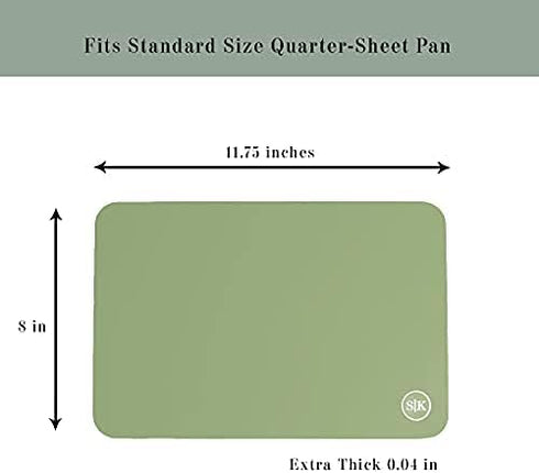 The Silicone Kitchen Silicone Oven Baking Mats, Dishwasher Safe, BPA Free, Extra Thick, Quarter Sheet 8 in by 11.75 in, Green and Gray...