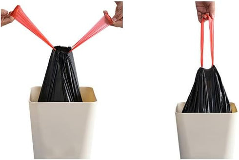 Kitchen trash bags, drawstring trash bags, 4 gallon black trash bags for small kitchen, office, bedroom, living room, multipurpose, 60 count....
