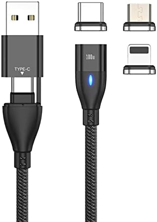 BoxWave Cable Compatible with ASUS ZenScreen MB16ACE - MagnetoSnap PD AllCharge Cable (100W), Magnet PD 100W Charging Cable USB Type-C Micro USB f...