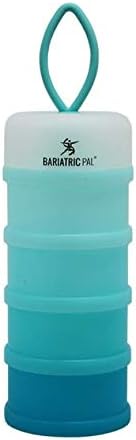 BariatricPal 4 Compartment Detachable, Stackable, and Portion Controlled Food & Powder Storage Containers (Blue-Teal)...