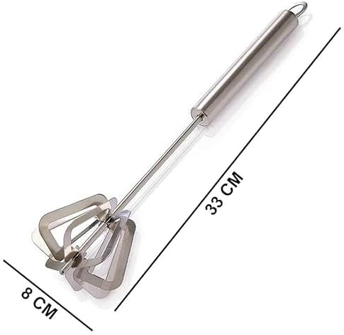 Power Free Hand Press Stainless Steel Egg Beater/Lassi/Butter Milk Maker/Mixer Hand Blender/Rawai, Frother, Stirring Hand Press Blender Pack of 1...
