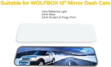 WOLFBOX 12inch PET Anti-Glare Film for Rear View Mirror Camera, Interior Rearview Mirror Anti Glare Membrane Anti-Scratch Sticker Safe Driving Pro...