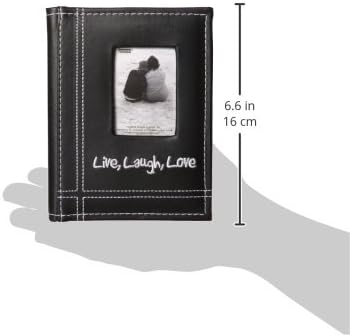 Pioneer LLL46 "Live, Laugh, Love" Embroidered Frame Cover Sewn Leatherette Mini Photo Album, Black...