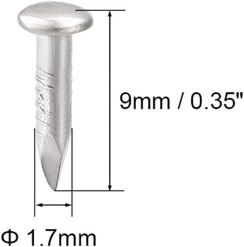 uxcell Small Tiny Hardware Nails Carbon Steel 1.7X9mm(DxL) for DIY Decorative Wooden Boxes Accessories Silver Tone 500pcs...