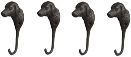 LuLu Decor, Cast Iron Dog Face Hooks, Set of 4 Hooks, Ready to Hang on Wall (4 pcs)...