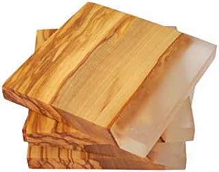 Naturally Med Olive Wood Square Coasters with Clear Resin Edge...